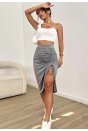 Kadın Beyaz Tek Omuzlu Çapraz Askılı Crop Top Büstiyer