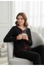 Premium Kadın 4’lü Fitilli Set – Siyah Kırmızı Biyeli (Pijama Üst, Pantolon, Bikini Takımı)