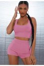 Kadın Pembe Şortlu Crop Top Gecelik Takım