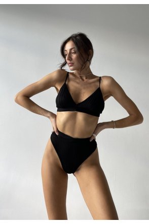 Kadın Siyah Yüksek Bel Dolgusuz Slip Takım