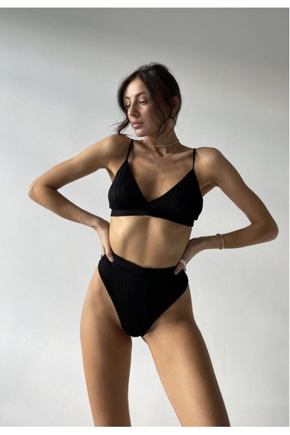 Kadın Siyah Yüksek Bel Dolgusuz Slip Takım