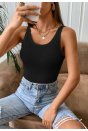 Kadın Siyah Kolsuz Kalın Askılı Uzun Crop Top Bluz & Atlet