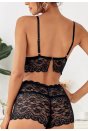Kadın Siyah Şortlu Dantel Bralet Takım