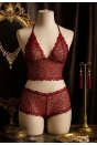 Kadın Bordo Dantel Bralet Şort Takımı – Asil ve Sofistike İç Giyim