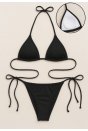 Kadın Siyah Yandan ve Boyundan Bağlamalı Bikini Mayo Takımı