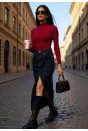 Kadın Bordo Kolsuz Balıkçı Yaka Basic Bluz