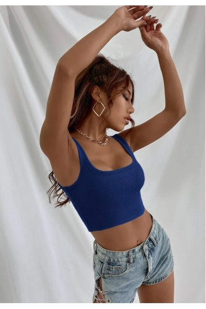 Kadın Lacivert Kalın Askılı Crop Top Büstiyer