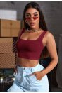 Kadın Bordo Kalın Askılı Crop Top Büstiyer