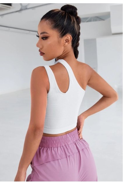 Kadın Beyaz Tek Omuz Cut Out Detaylı Crop Top Bluz