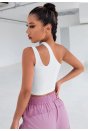 Kadın Beyaz Tek Omuz Cut Out Detaylı Crop Top Bluz