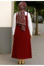 Kadın Bordo Basic Ayarlanabilir Askılı Jile Elbise