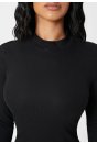Kadın Siyah Kaşkorse Balıkçı Yaka Uzun Kollu Bodycon Mini Elbise