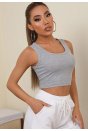Kadın Gri Kare Yaka Crop Top Bluz