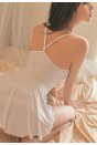 Kadın Beyaz İp Askılı Mini Bodycon Gecelik
