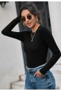 Kadın Siyah Uzun Kollu Fit Basic Crop Top Bluz