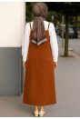 Kadın Kahverengi Basic Ayarlanabilir Askılı Jile Elbise