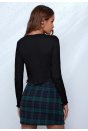Kadın Siyah Uzun Kollu Önden Bağlama Detaylı Crop Top Bluz