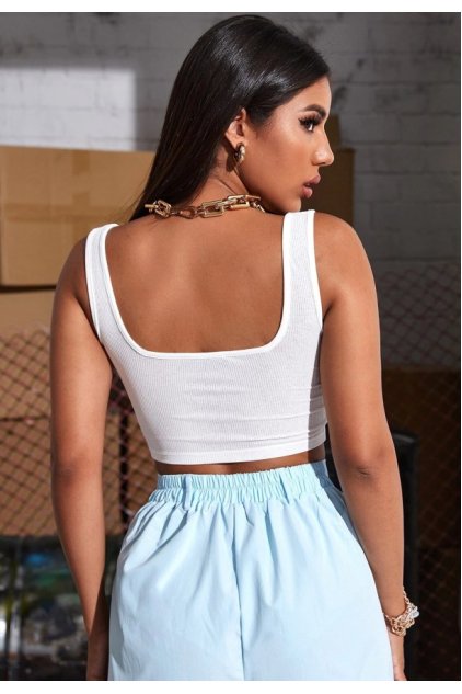 Kadın Beyaz Kalın Askılı Crop Top Büstiyer