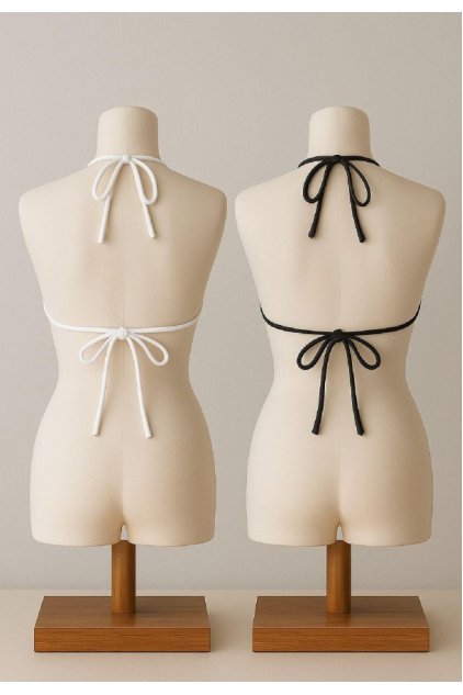 Kadın Siyah ve Beyaz Minimal Kesim Üçgen Bikini Üstü