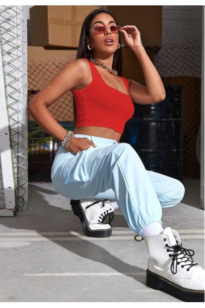 Kadın Kırmızı Kalın Askılı Crop Top Büstiyer