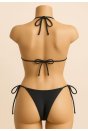 Kadın Siyah Yandan ve Boyundan Bağlamalı Bikini Mayo Takımı