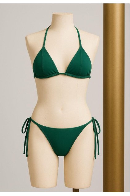 Kadın Yeşil Yandan ve Boyundan Bağlamalı Bikini Mayo Takımı
