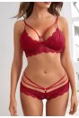 Kadın Bordo Dantelli Harness Sütyen Külot Takım