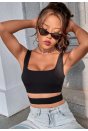 Kadın Siyah Göbek Dekolteli Crop Top Bluz
