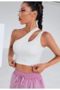 Kadın Beyaz Tek Omuz Cut Out Detaylı Crop Top Bluz