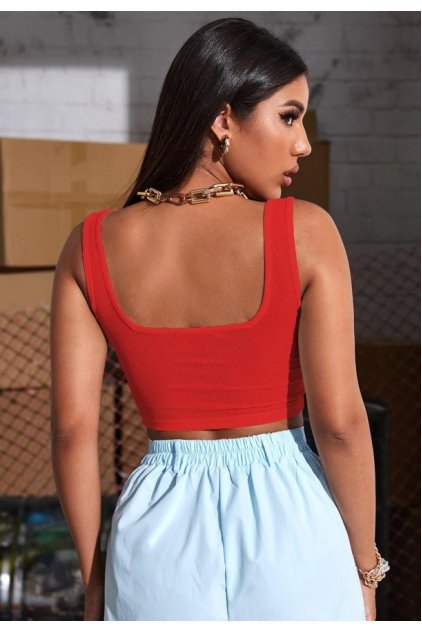 Kadın Kırmızı Kalın Askılı Crop Top Büstiyer