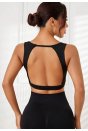 Kadın Siyah Sırtı Açık Derin Göğüs Dekolteli Şık Crop Top Bluz