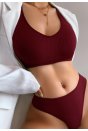 Kadın Bordo Desteksiz Seamless Tangalı İç Çamaşır Takımı
