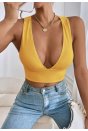 Kadın Sarı Çapraz Sırt Detaylı Şık Crop Top Büstiyer