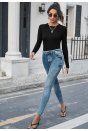 Kadın Siyah Uzun Kollu Fit Basic Crop Top Bluz
