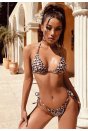 Kadın Leopar Desenli Yandan Bağlamalı Bikini Mayo Takımı