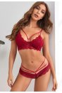 Kadın Bordo Dantelli Harness Sütyen Külot Takım