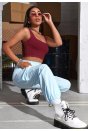Kadın Bordo Kalın Askılı Crop Top Büstiyer